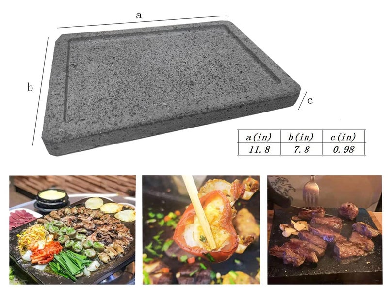 WANLIAN Lava Grill Steak Stone,Grilling Stone,Tabletop Grill Cooking Stone,11.8x7.9 x1in Grilling Plate for Oven and Barbecue Cooking Meat,Fish,Vegetable and Pizza - Image 2