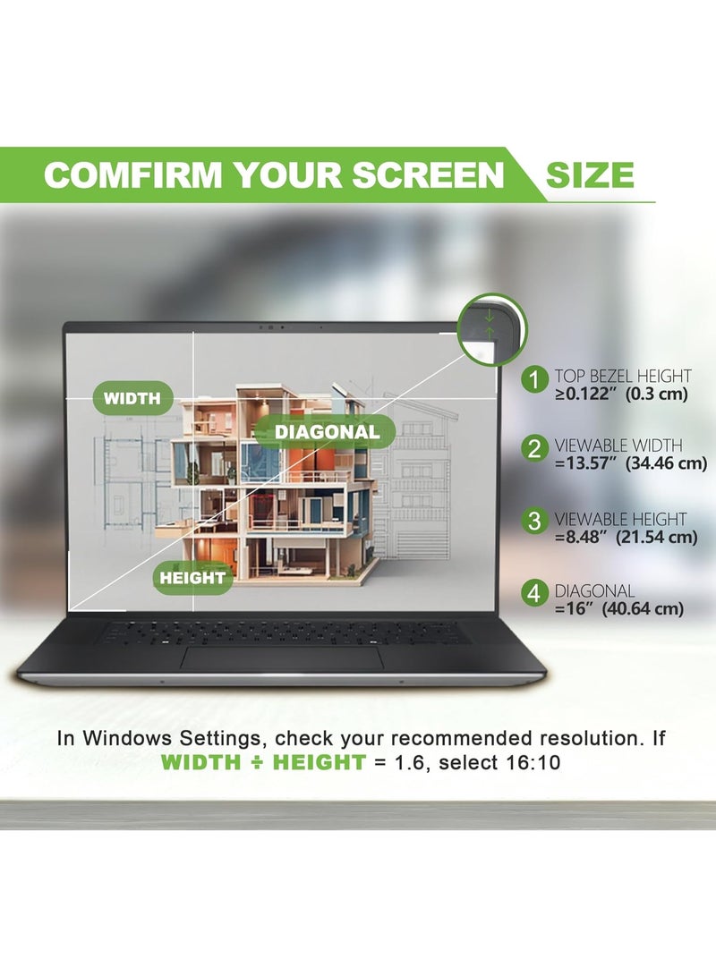 Magnetic Laptop Privacy Screen 16 Inch 16:10, Compatible with HP Dell Acer Asus Samsung Lenovo Huawei Honor Xiaomi , Removable 16 Inch Laptop Privacy Screen and Anti Glare Protector - Image 5