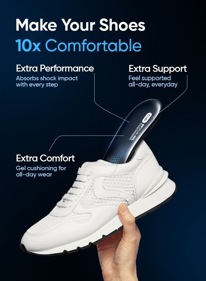 فريدو نعال أحذية فريدو دوال جل برو، نعال جل قابلة للتشذيب للرجال والنساء، نعال مضادة للانزلاق لتحقيق الثبات وامتصاص الصدمات والراحة، نعل داخلي رياضي مضاد للعرق، نعال داخلية من السيليكون، زوج واحد - Image 2