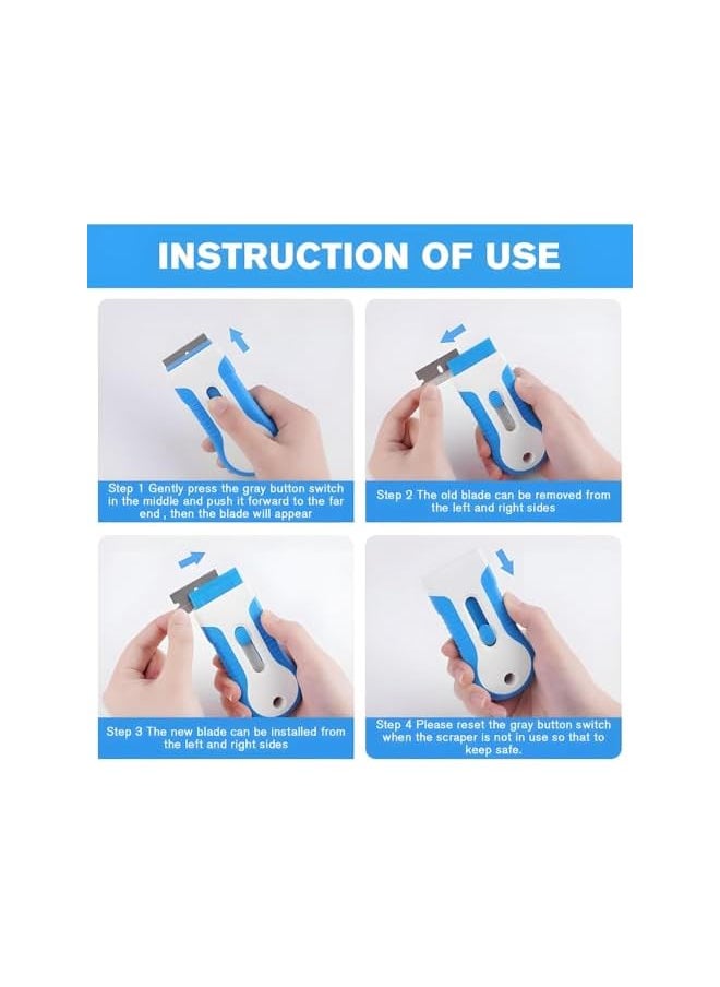 PROMASS promass Razor Blade Scrpaer, Comfortable Scrpaer Tool with Curved Handle, Retractable Razor Blade with 20 Pcs Extra Metal Blades, Cleaning Razor Blade for Removing Glass Car Labels, Stickers, Paint  - Image 4