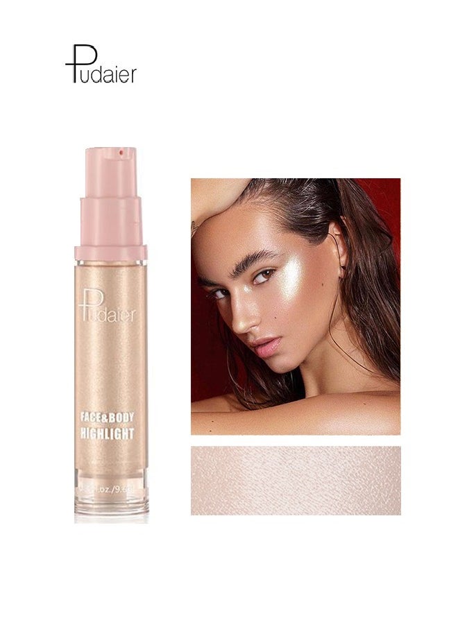 pudaier - Face & Body Highlight, Liquid Makeup Shimmer Glow Illuminator, Bronzer Smooth Shine Shimmer Liquid Foundation, Waterproof Moisturizing Body Highlighter (#01) - Image 1