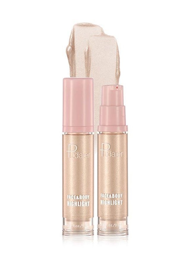pudaier - Face & Body Highlight, Liquid Makeup Shimmer Glow Illuminator, Bronzer Smooth Shine Shimmer Liquid Foundation, Waterproof Moisturizing Body Highlighter (#01) - Image 1