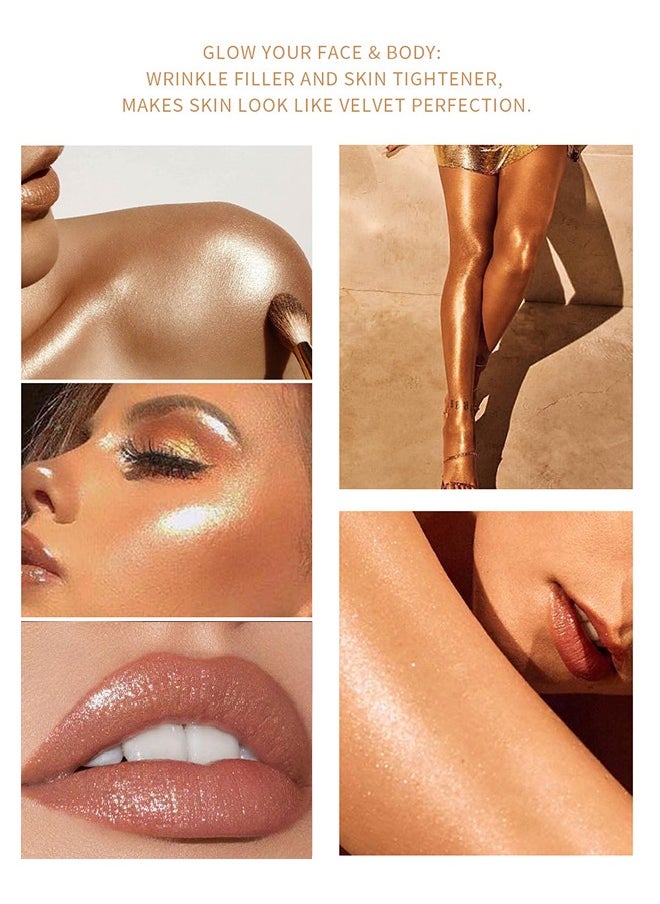 pudaier - Face & Body Highlight, Liquid Makeup Shimmer Glow Illuminator, Bronzer Smooth Shine Shimmer Liquid Foundation, Waterproof Moisturizing Body Highlighter (#01) - Image 1