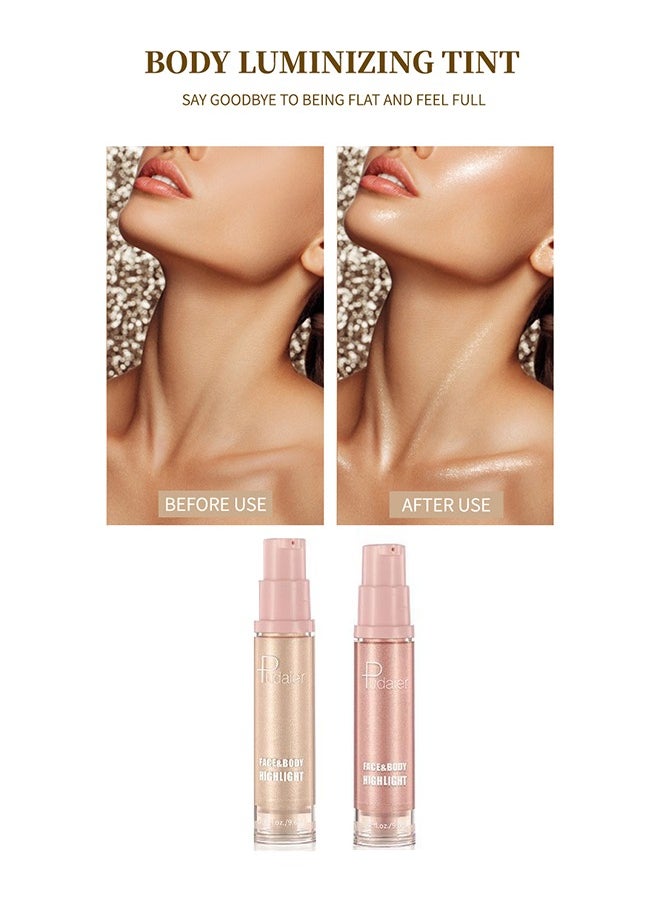 pudaier - Face & Body Highlight, Liquid Makeup Shimmer Glow Illuminator, Bronzer Smooth Shine Shimmer Liquid Foundation, Waterproof Moisturizing Body Highlighter (#01) - Image 1
