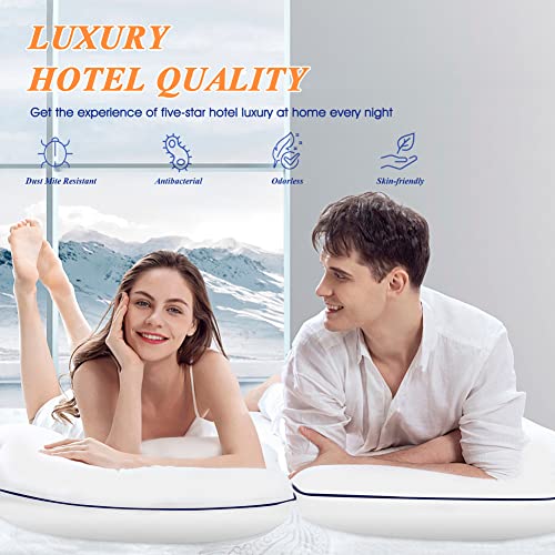 MZOIMZO Supportive Firm Bed Pillows for Sleeping- Standard Size, Set of 2, Cooling Hotel Quality with Premium Soft Down Alternative Fill for Back, Stomach or Side Sleepers, 20''x26'' - Image 5