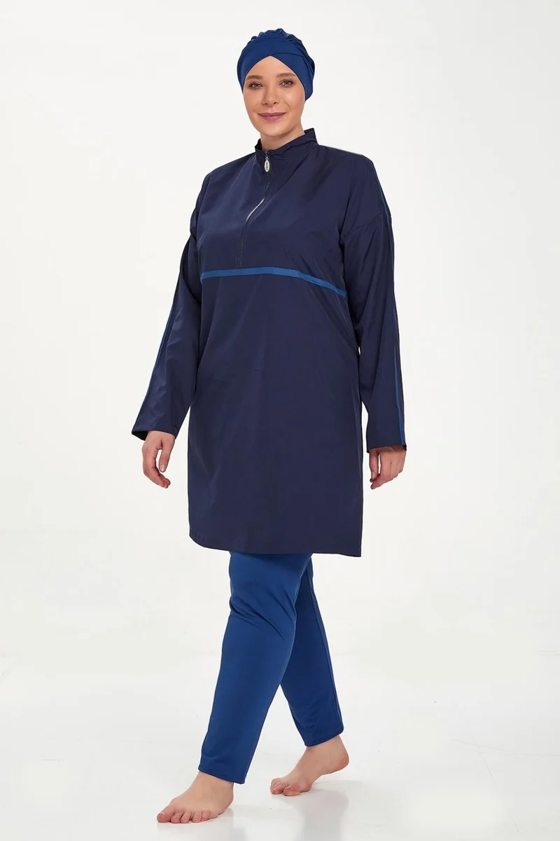 Remsa Mayo Remsa Swimsuit Plus Size Fully Covered Hijab Swimsuit Morgan Battal 1427 Dark Navy Blue