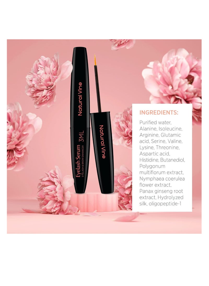 Natural Vine - Eyelash and Brow Growth Serum, Irritation Free Formula, Guaranteed Results in 3-4 Weeks for Longer, Thicker, and Fuller Eyelashes - Image 1