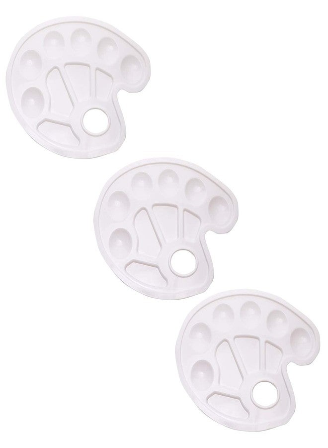 JDYYICZ Plastic Paint Palette with Thumb Hole, 3PCS 10 Well White Watercolor Palette Painting Tray Paint Pallets for Student Painting Party Craft DIY - Image 1