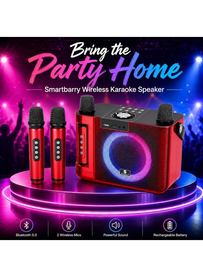 Smartbarry Bluetooth Karaoke M23 Max Speaker with Dual Wireless Microphones, RGB LED Light Ring, Portable Rechargeable Party Speaker System for Home, Outdoor Singing & Family Entertainment - Image 3