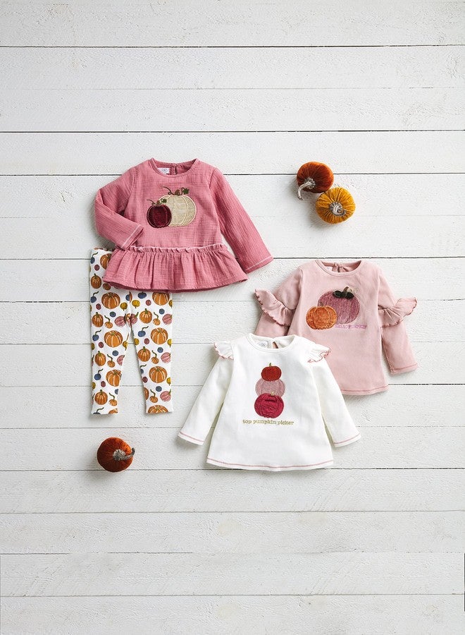 Mud Pie Baby Girl Pumpkin Tunic And Legging Set, Pink, 4 Toddler - Image 2