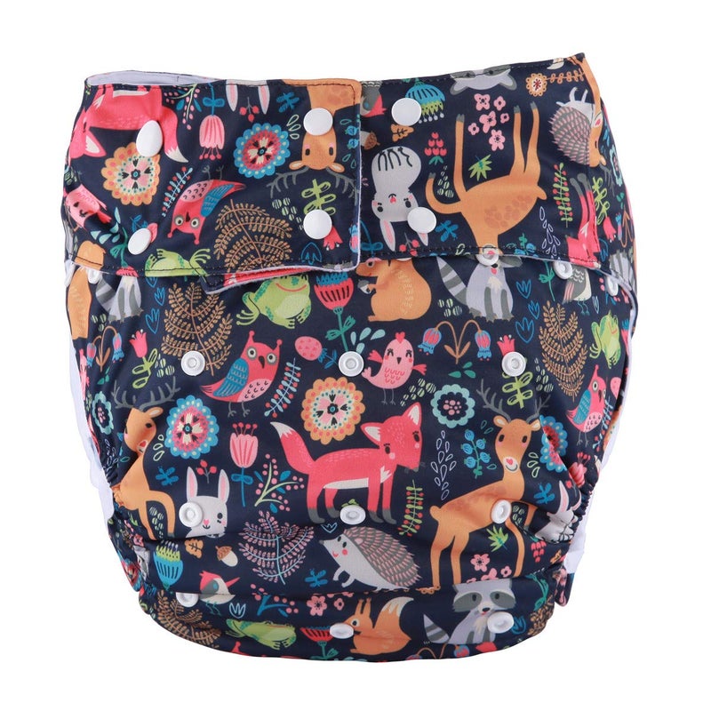 Sigzagor Teen Adult Cloth Diaper Nappy Reusable Washable for Disability Animal Fox Rabbit