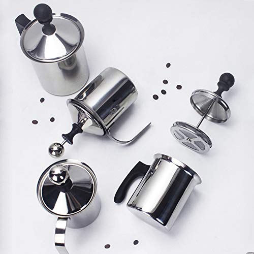 ECAPT Stainless Steel Manual Milk Foamer Handheld Coffee Milk Frothing Pitchers with DoubleFrothScreen Manual Operated Milk Foam Maker for Cappuccino Coffee Latte Hot Chocolate 14Ounce400ML - Image 3
