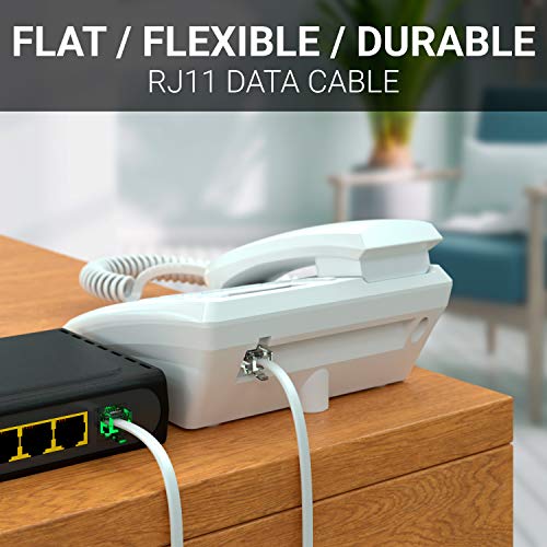 G-PLUG 3FT RJ11 Cable Phone Cord for Landline & Telephone Cord for RJ11 to RJ11 Devices – Smooth, Clear Connections & Optimum Quality – Durable Phone Cable with 4 Gold-Plated Contact Pins (White) - Image 2