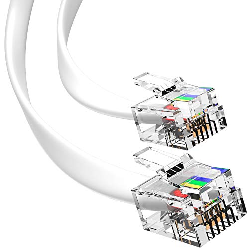 G-PLUG 3FT RJ11 Cable Phone Cord for Landline & Telephone Cord for RJ11 to RJ11 Devices – Smooth, Clear Connections & Optimum Quality – Durable Phone Cable with 4 Gold-Plated Contact Pins (White) - Image 1