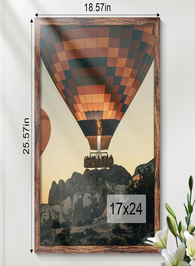 Fisnish 17x24 Picture Frame, Classic Brown 17 x 24 Poster Frame for Horizontal or Vertical Wall Mounting, 1 Pack - Image 3