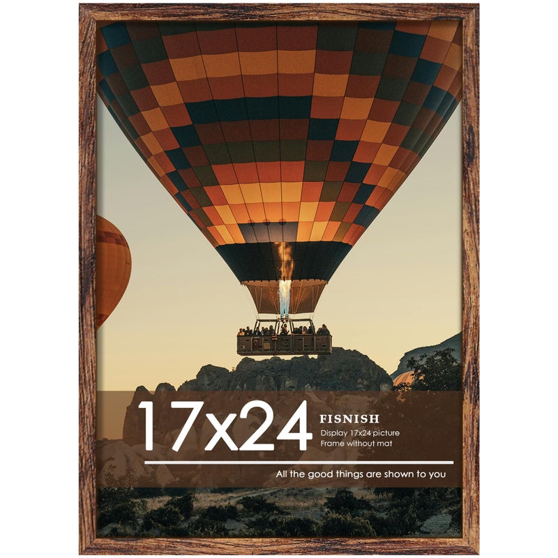 Fisnish 17x24 Picture Frame, Classic Brown 17 x 24 Poster Frame for Horizontal or Vertical Wall Mounting, 1 Pack - Image 1