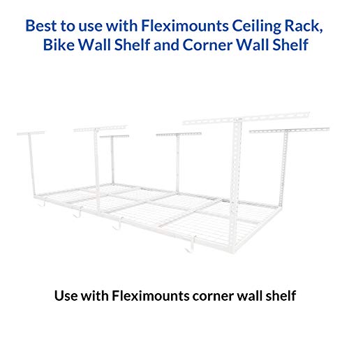 FLEXIMOUNTS 4 Pack Add On Storage Rail Hook Accessory for Ceiling Rack and Wall Shelving, Max Weight Capacity up to 50lbs, White - Image 5