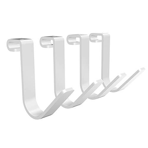 FLEXIMOUNTS 4 Pack Add On Storage Rail Hook Accessory for Ceiling Rack and Wall Shelving, Max Weight Capacity up to 50lbs, White - Image 1