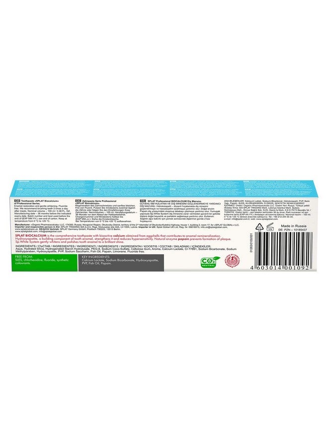 Splat Professional Series Multiple Action Toothpaste With Bioactive Calcium Enamel Restoration Tooth Sensitivity Reduction - Image 3