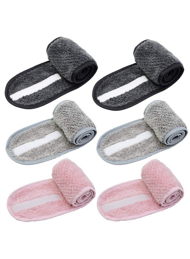 Simnice 6 Pieces Spa Facial Headbands Adjustable Head Wraps For Womenmakeup Shower Bath Facial Wraps Sports Headband Terry Cloth Adjustable Stretch Towel With Magic Tape - Image 1