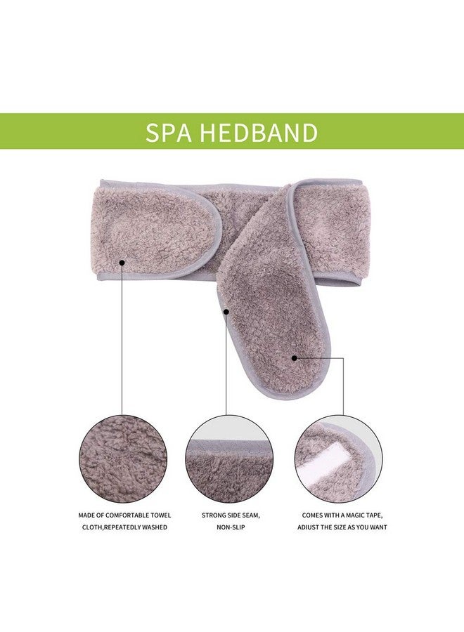 Simnice 6 Pieces Spa Facial Headbands Adjustable Head Wraps For Womenmakeup Shower Bath Facial Wraps Sports Headband Terry Cloth Adjustable Stretch Towel With Magic Tape - Image 3