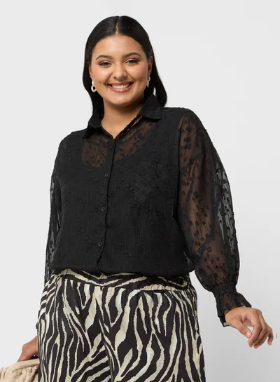 Ella Plus Button Down Sheer Shirt