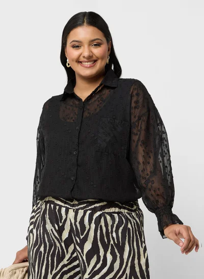 Ella Plus Button Down Sheer Shirt