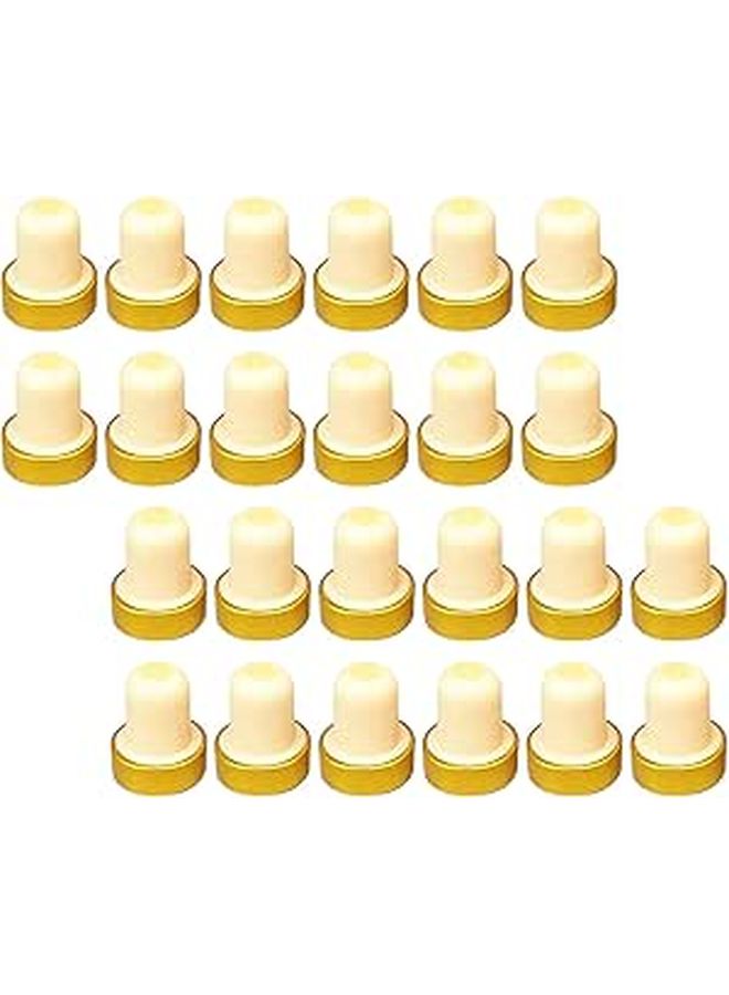 Leakproof T Shaped Wine Cork Stoppers 24 Pack Soft Wood Gold Aluminum Hoop Bottle Sealer - Image 1