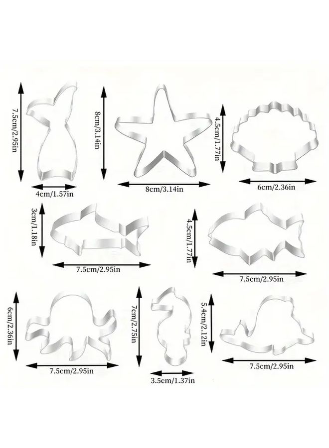 8 Piece Under The Sea Creatures Cookie Cutter Set Stainless Steel Cutters For Festive Baking - Image 3