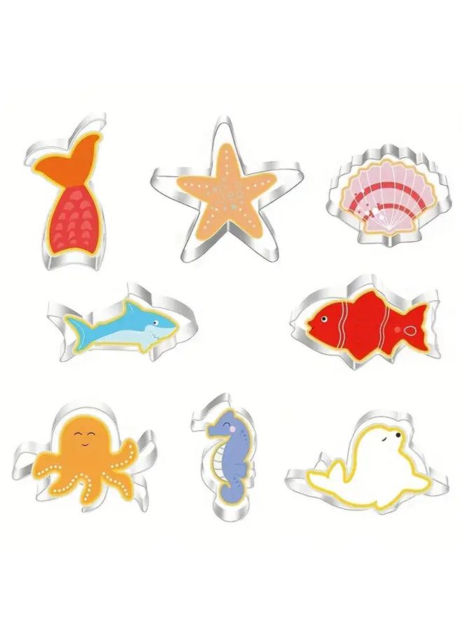 8 Piece Under The Sea Creatures Cookie Cutter Set Stainless Steel Cutters For Festive Baking - Image 1