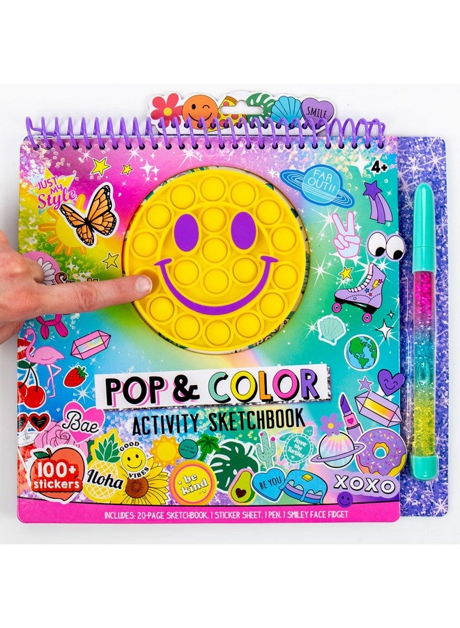 Just My Style Pop & Color Sketchbook, Creative Fidget Sketchbook and Pen Set, Great Weekend Activity, Includes Cute Puffy Stickers & Mindfulness Activity Book for Kids Ages 6, 7, 8, 9 - Image 1