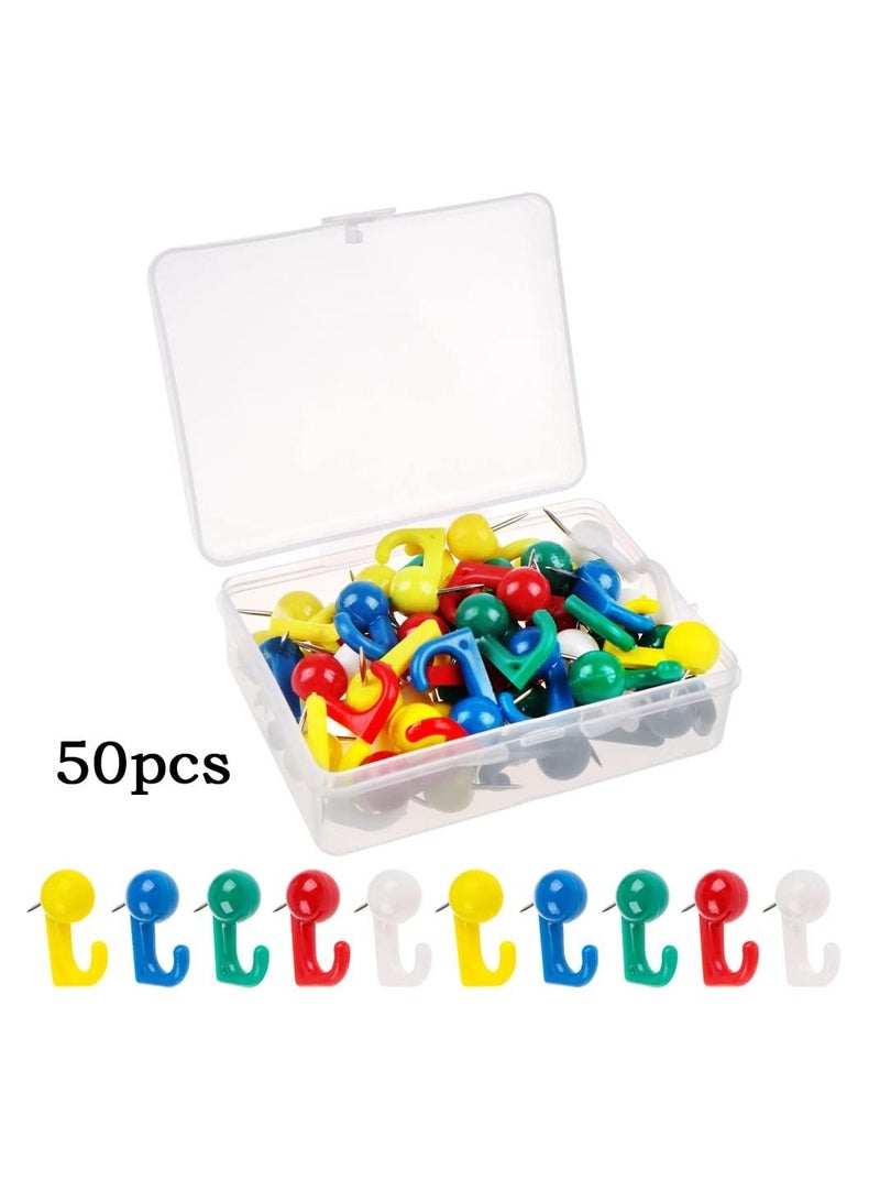 SYOSI Colored Push Pin, Plastic Colored Push Pin Hooks Wall Hooks Mixed Color Thumb Nail For Cork Board Map Photo Calendar, Home Office School Supplies (50Pcs) - Image 3