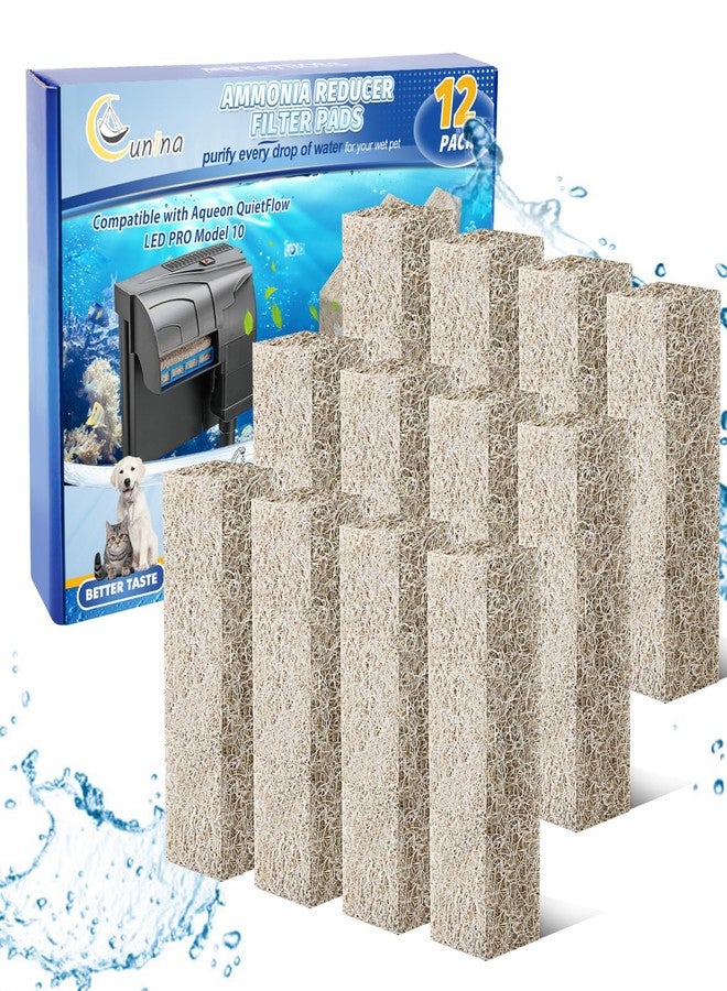 Cunina 12PCS Ammonia Reducer Filter Pads Compatible with Aqueon Filter 10, Fish Tank Filters Replacement Filter Cartridges for Aqueon Quietflow LED PRO & SmartClean Aquarium Fish Tank Power Filter - Image 1