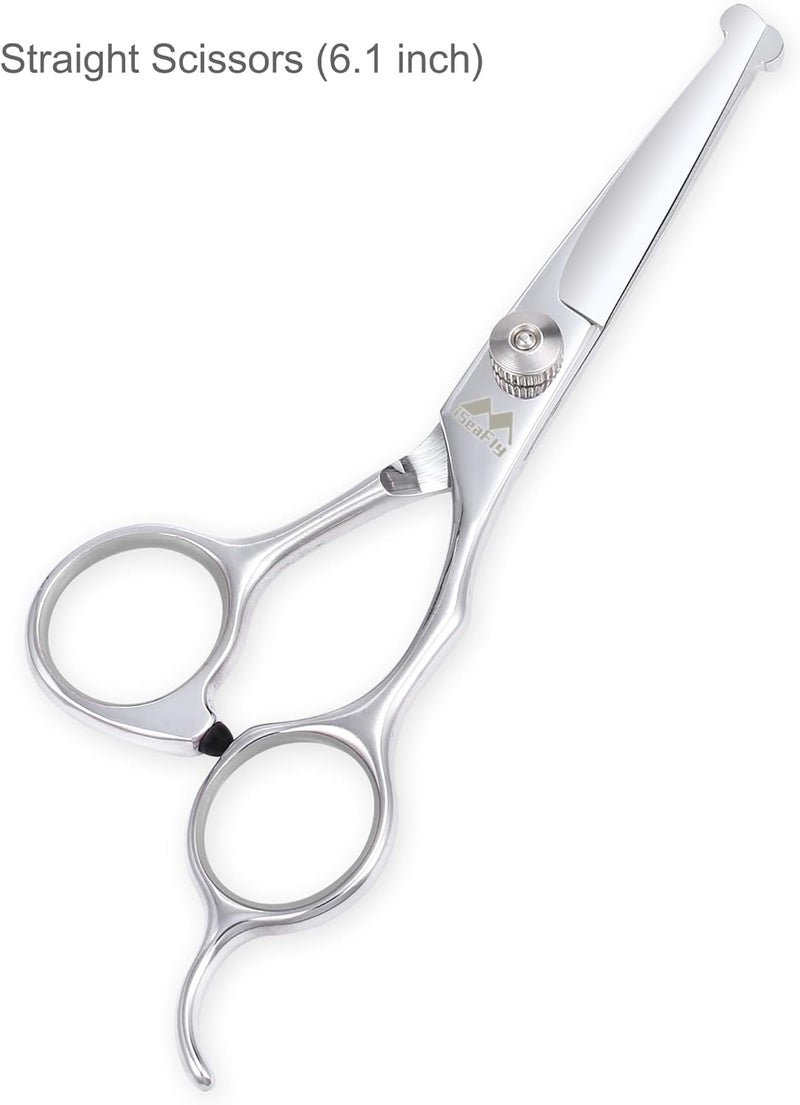 iSeaFly Dog Grooming Scissors Kit with Round Tip, 6 in 1 Cat Dog Scissors, Stainless Steel Pet Grooming Shears, Straight, Curved, Thinning Shears, Comb for Full Body, Face, Nose, Ear & Paw - Image 5