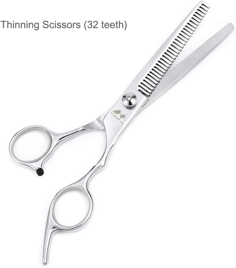 iSeaFly Dog Grooming Scissors Kit with Round Tip, 6 in 1 Cat Dog Scissors, Stainless Steel Pet Grooming Shears, Straight, Curved, Thinning Shears, Comb for Full Body, Face, Nose, Ear & Paw - Image 3