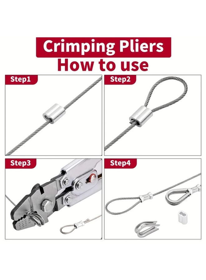 عدة أدوات كماشة لحام أسلاك حبل معدني 196 قطعة مع حلقات التثبيت وطرفيات الحبل للكابلات مقاس 0 1 2 2 ملم - Image 5