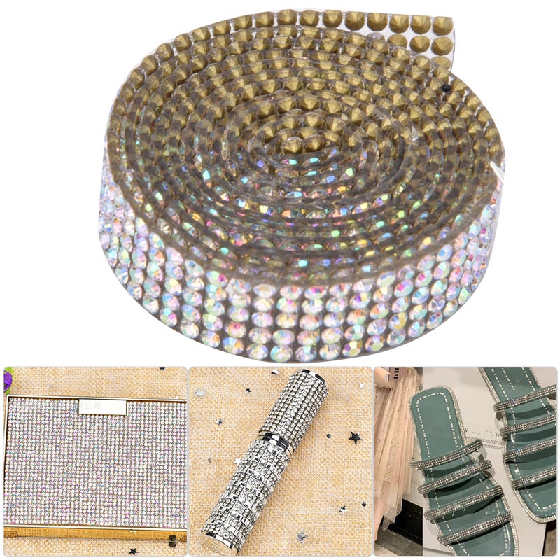 5 Rows 1m Rhinestone Trim Ribbon Hot Fix Crystal Chain Trim Garment Accessories Decoration(AB Color ) - Image 5
