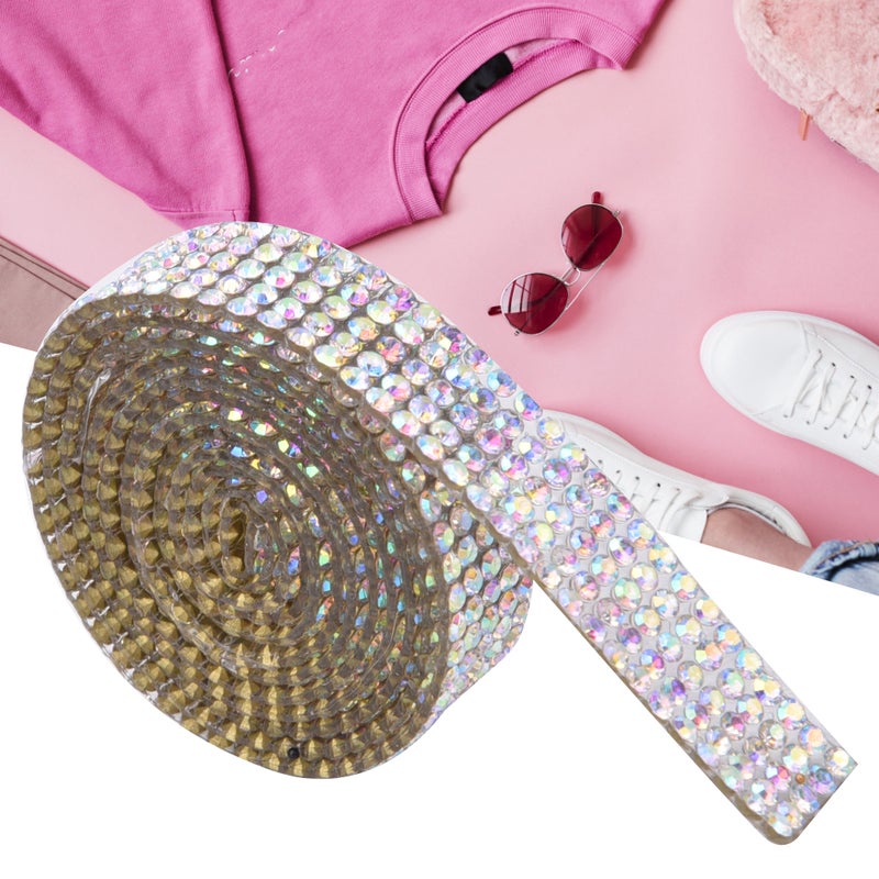 5 Rows 1m Rhinestone Trim Ribbon Hot Fix Crystal Chain Trim Garment Accessories Decoration(AB Color ) - Image 3