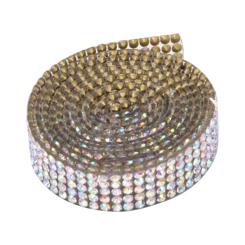 5 Rows 1m Rhinestone Trim Ribbon Hot Fix Crystal Chain Trim Garment Accessories Decoration(AB Color ) - Image 1
