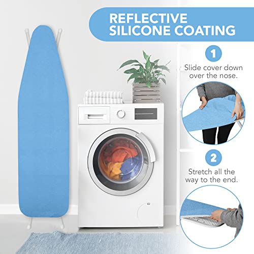 HOLDN’ STORAGE Ironing Board Cover - Silicone-Coated, Scorch-Resistant 15 x 54 Padding with Hook & Loop Straps, Cover Fits All Standard Sizes - Blue - Image 2