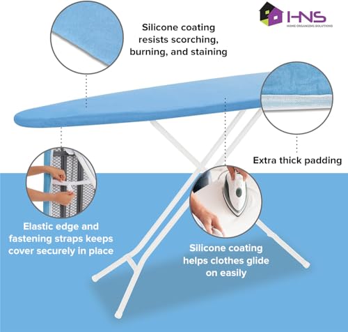 HOLDN’ STORAGE Ironing Board Cover - Silicone-Coated, Scorch-Resistant 15 x 54 Padding with Hook & Loop Straps, Cover Fits All Standard Sizes - Blue - Image 5