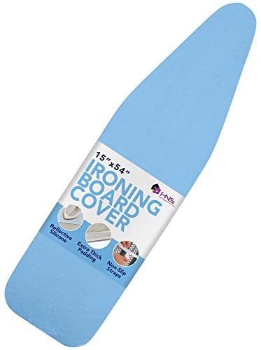 HOLDN’ STORAGE Ironing Board Cover - Silicone-Coated, Scorch-Resistant 15 x 54 Padding with Hook & Loop Straps, Cover Fits All Standard Sizes - Blue - Image 1