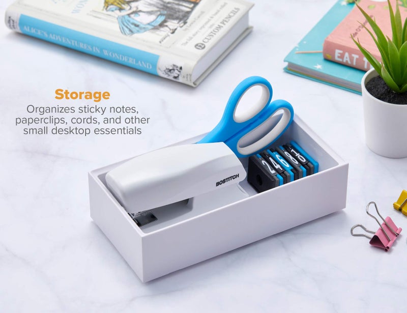 Bostitch Office Konnect Desk Organizer Accessory Tray, Wide, Stacks for Desktop Storage, White - Image 2