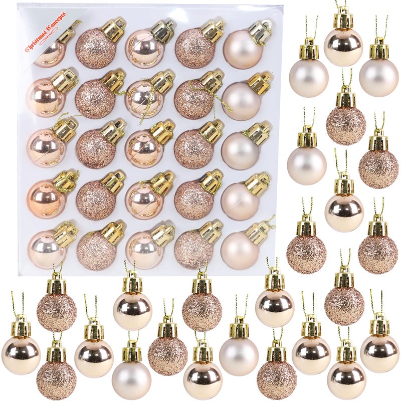 Christmas Concepts Pack of 2525mm 25cm Mini Christmas Tree Baubles  Shiny Matte  Glitter Decorated Baubles Champagne