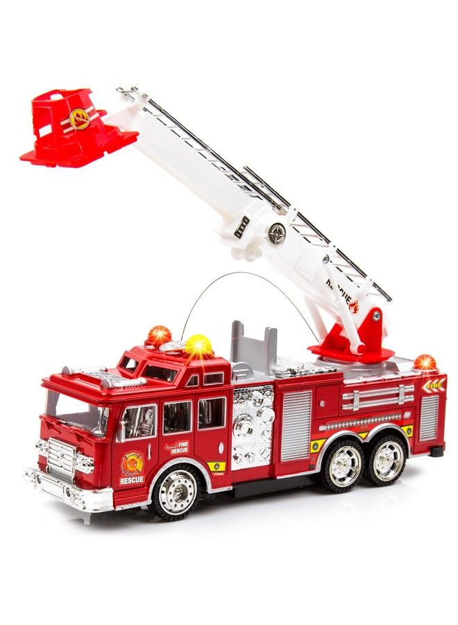 Toysery لعبة شاحنة إطفاء مع أضواء ثلاثية الأبعاد وومضات، وصفارة وأصوات رجال الإطفاء. سلم إنقاذ دوار قابل للتمديد للأولاد والبنات من 3 إلى 7 سنوات - Image 2