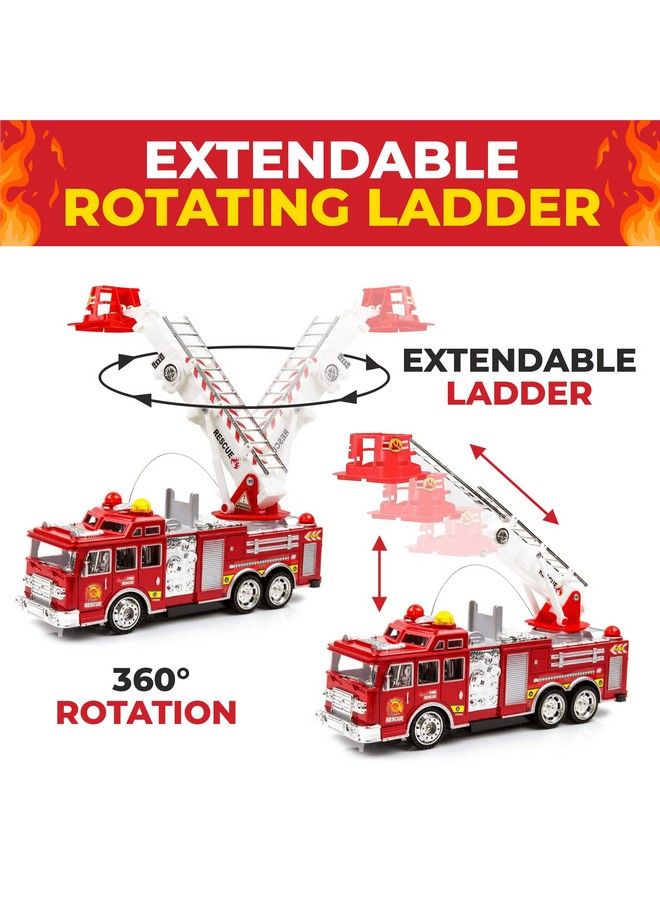 Toysery لعبة شاحنة إطفاء مع أضواء ثلاثية الأبعاد وومضات، وصفارة وأصوات رجال الإطفاء. سلم إنقاذ دوار قابل للتمديد للأولاد والبنات من 3 إلى 7 سنوات - Image 3