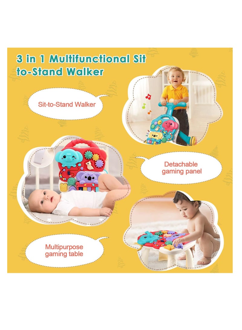 Factory Price Bella 3-in-1 Multifunctional Baby Walker – Activity Table & Detachable Play Panel | Adjustable Speed & Weight Stability | Red - Image 2