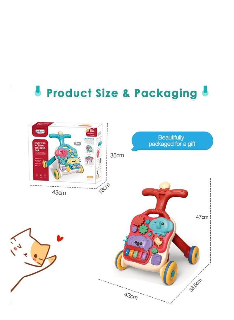 Factory Price Bella 3-in-1 Multifunctional Baby Walker – Activity Table & Detachable Play Panel | Adjustable Speed & Weight Stability | Red - Image 4