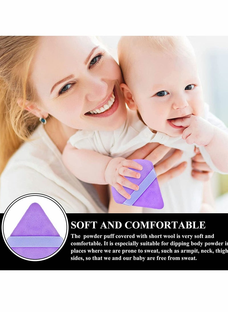 KASTWAVE Pure Powder Puff, Face Triangle Soft Makeup Powder Puff, for Loose Powder Mineral Powder Body Powder Makeup Tool with Strap, for Contouring, Under Eyes and Corners (Purple- 10 Pcs) - Image 4
