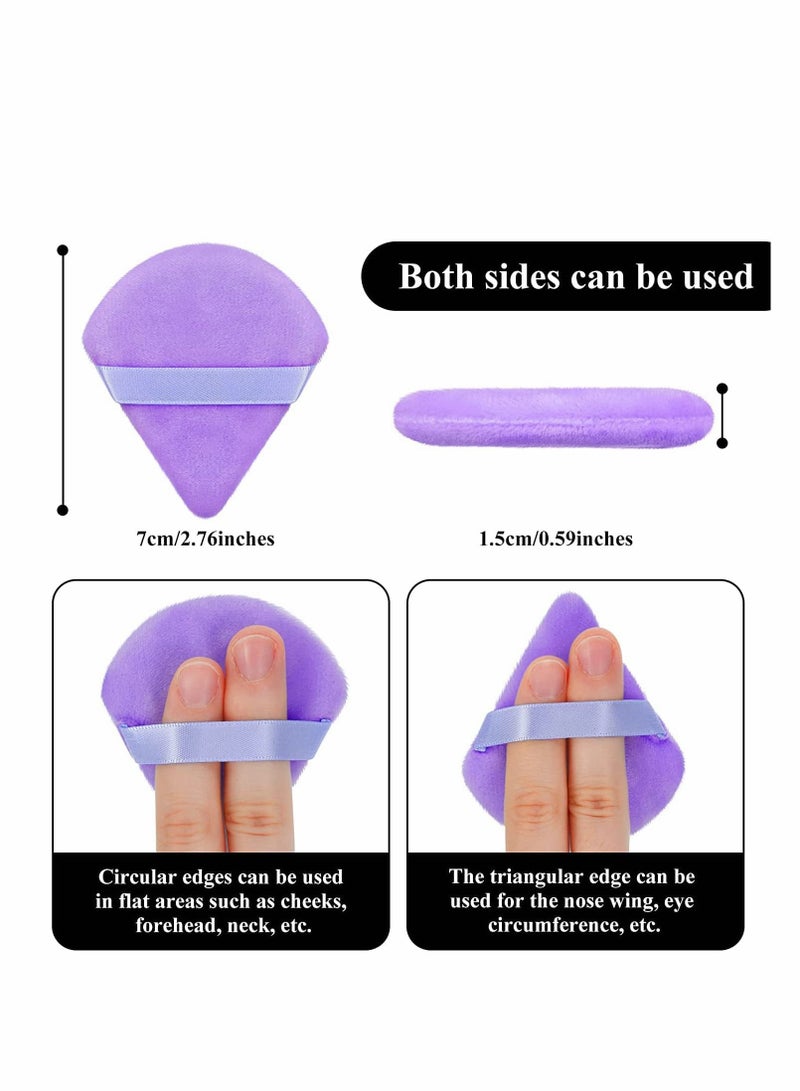 KASTWAVE Pure Powder Puff, Face Triangle Soft Makeup Powder Puff, for Loose Powder Mineral Powder Body Powder Makeup Tool with Strap, for Contouring, Under Eyes and Corners (Purple- 10 Pcs) - Image 5